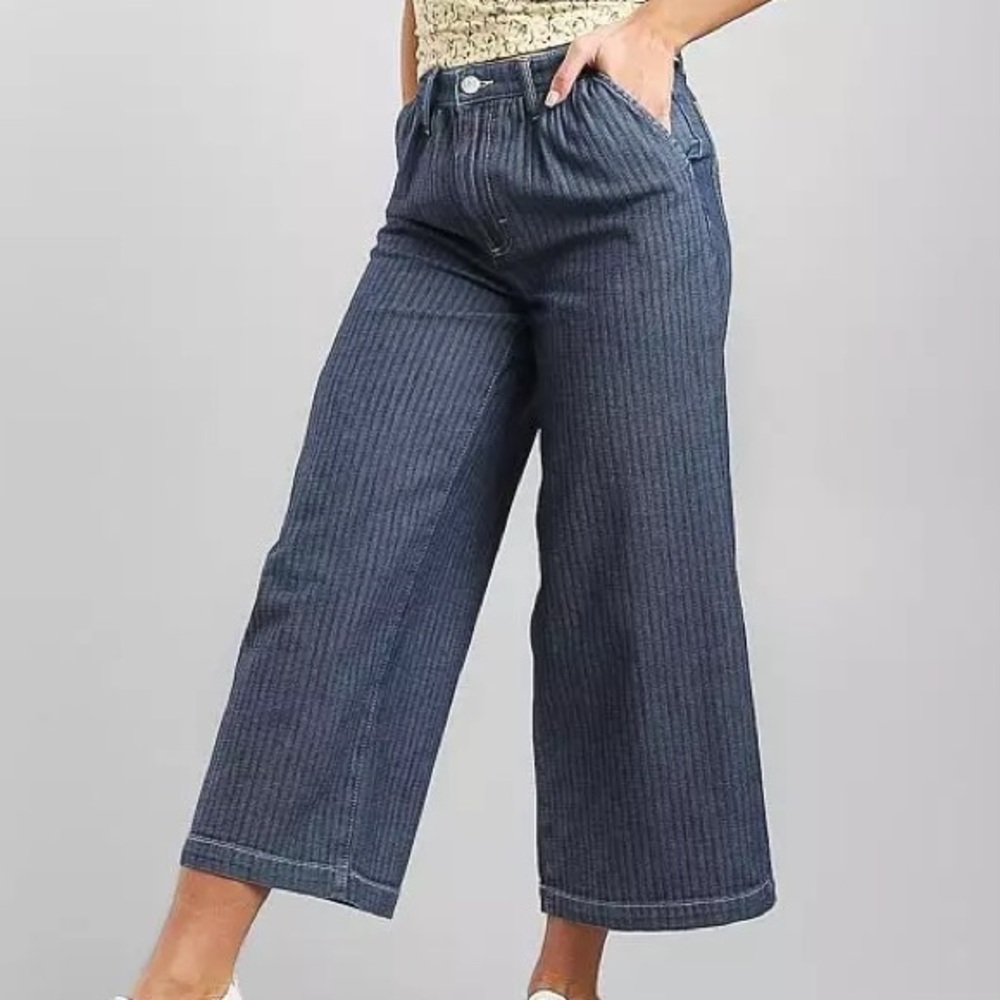 Lee Vintage Modern High Rise Cropped Wide Leg jeans 99% cotton sz 27 medium